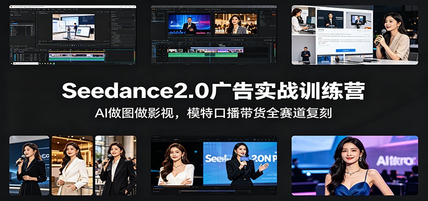Seedance2.0广告实战训练营：AI做图做影视，模特口播带货全赛道复刻-云讯网创