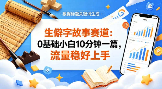 公众号流量主——生僻字故事赛道，流量稳，好上手，0基础小白也能10分钟一篇-云讯网创