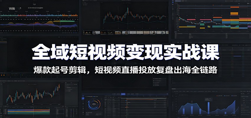 全域短视频变现实战课：爆款起号剪辑，短视频直播投放复盘出海全链路-云讯网创