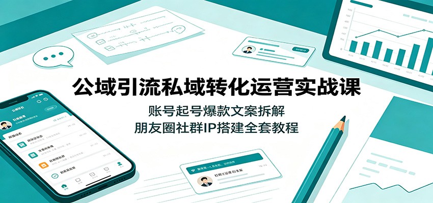 公域引流私域转化运营实战课：账号起号爆款文案拆解，朋友圈社群IP搭建全套教程-云讯网创