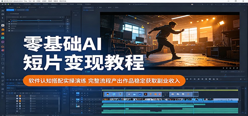 零基础AI短片变现教程：软件认知搭配实操演练，完整流程产出作品稳定获取副业收入-云讯网创