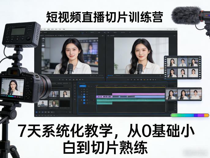 短视频直播切片训练营，7天系统化教学，从0基础小白到切片熟练-云讯网创