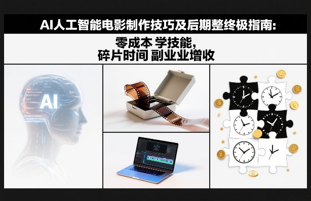 AI人工智能电影制作技巧及后期完整终极指南：零成本学技能，碎片时间副业增收-云讯网创