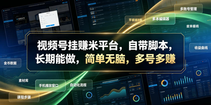 视频号挂賺米平台，自带脚本，长期能做，简单无脑，多号多賺【揭秘】-云讯网创