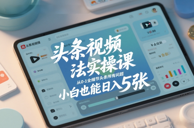 头条视频玩法实操课，从0-1全细节头条所有问题，小白也能日入5张-云讯网创