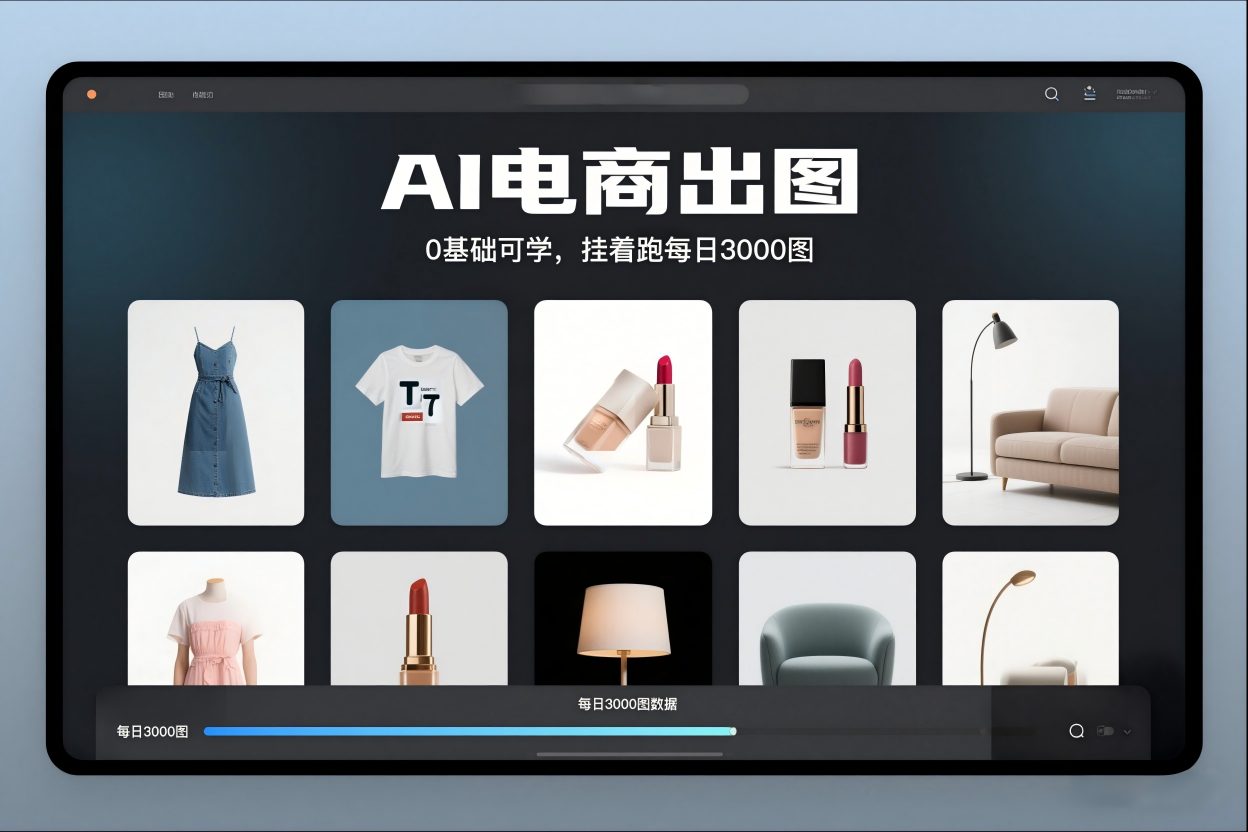 AI电商出图，0基础可学，挂着跑每日3000图-云讯网创