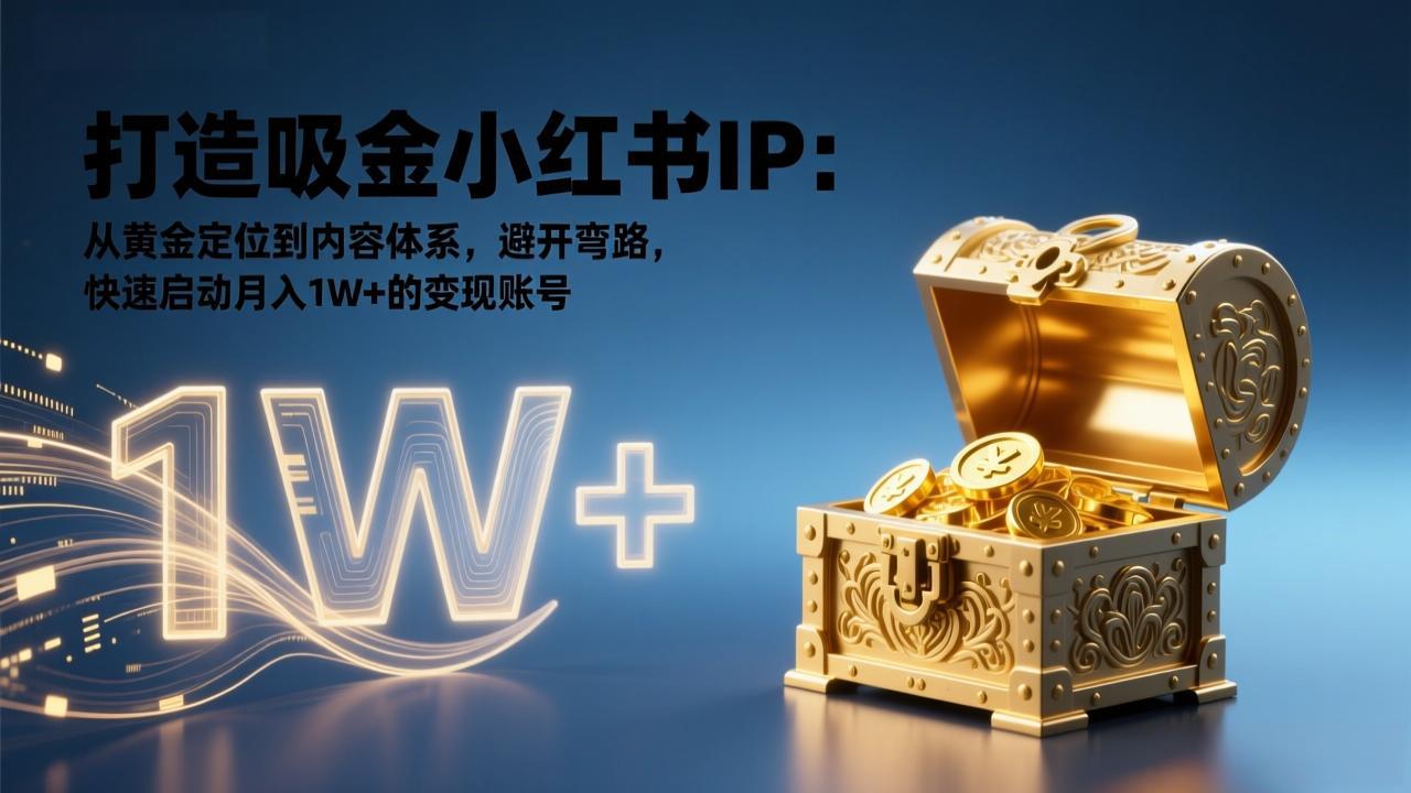 打造吸金小红书IP:从黄金定位到内容体系,避开弯路,快速启动月入1W+的变现账号-云讯网创