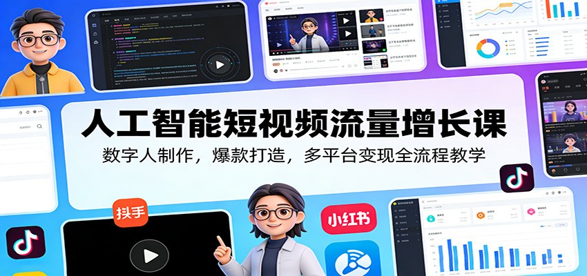 人工智能短视频流量增长课:数字人制作,爆款打造,多平台变现全流程教学-云讯网创