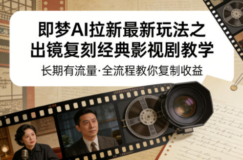 即梦AI拉新最新玩法之出镜复刻经典影视剧教学，长期有流量，全流程教你复制收益-云讯网创