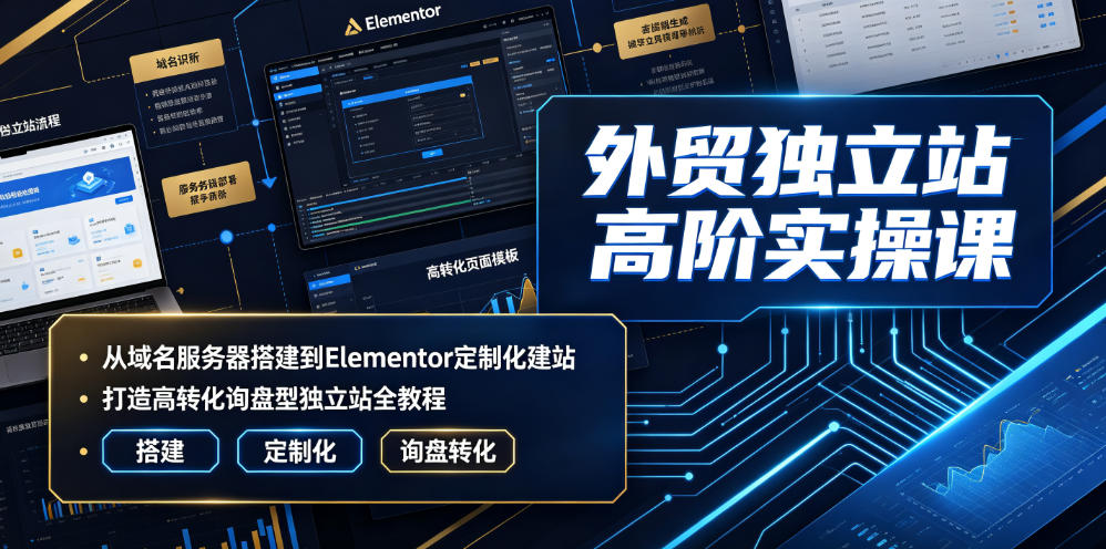 外贸独立站高阶实操课|从域名服务器搭建到Elementor定制化建站,打造高转化询盘型独立站全教程-云讯网创
