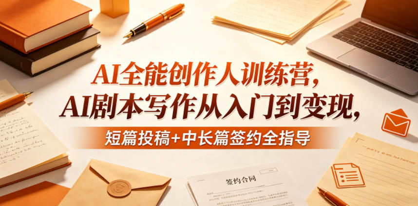 AI全能创作人训练营，AI剧本写作从入门到变现，短篇投稿+中长篇签约全指导-云讯网创