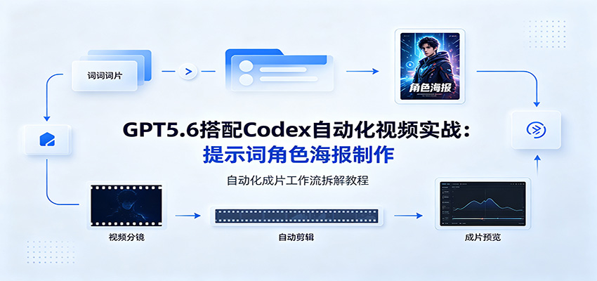GPT5.6搭配Codex自动化视频实战：提示词角色海报制作，自动化成片工作流拆解教程-云讯网创