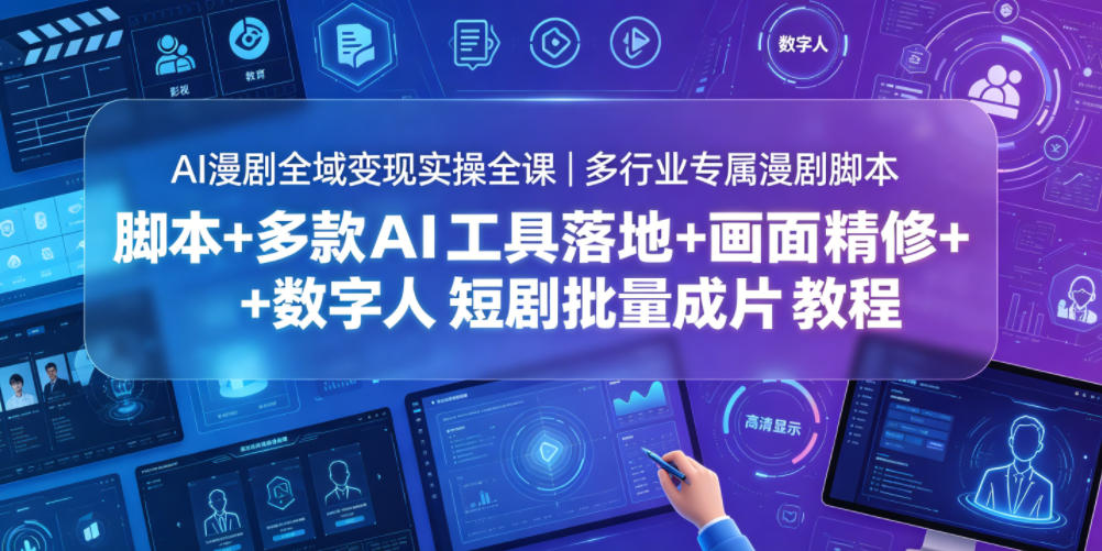 AI漫剧全域变现实操全课|多行业专属漫剧脚本+多款AI工具落地+画面精修+数字人短剧批量成片全教程-云讯网创