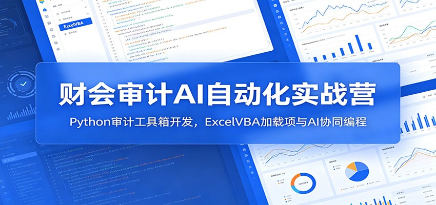 财会审计AI自动化实战营：Python审计工具箱开发，ExcelVBA加载项与AI协同编程-云讯网创