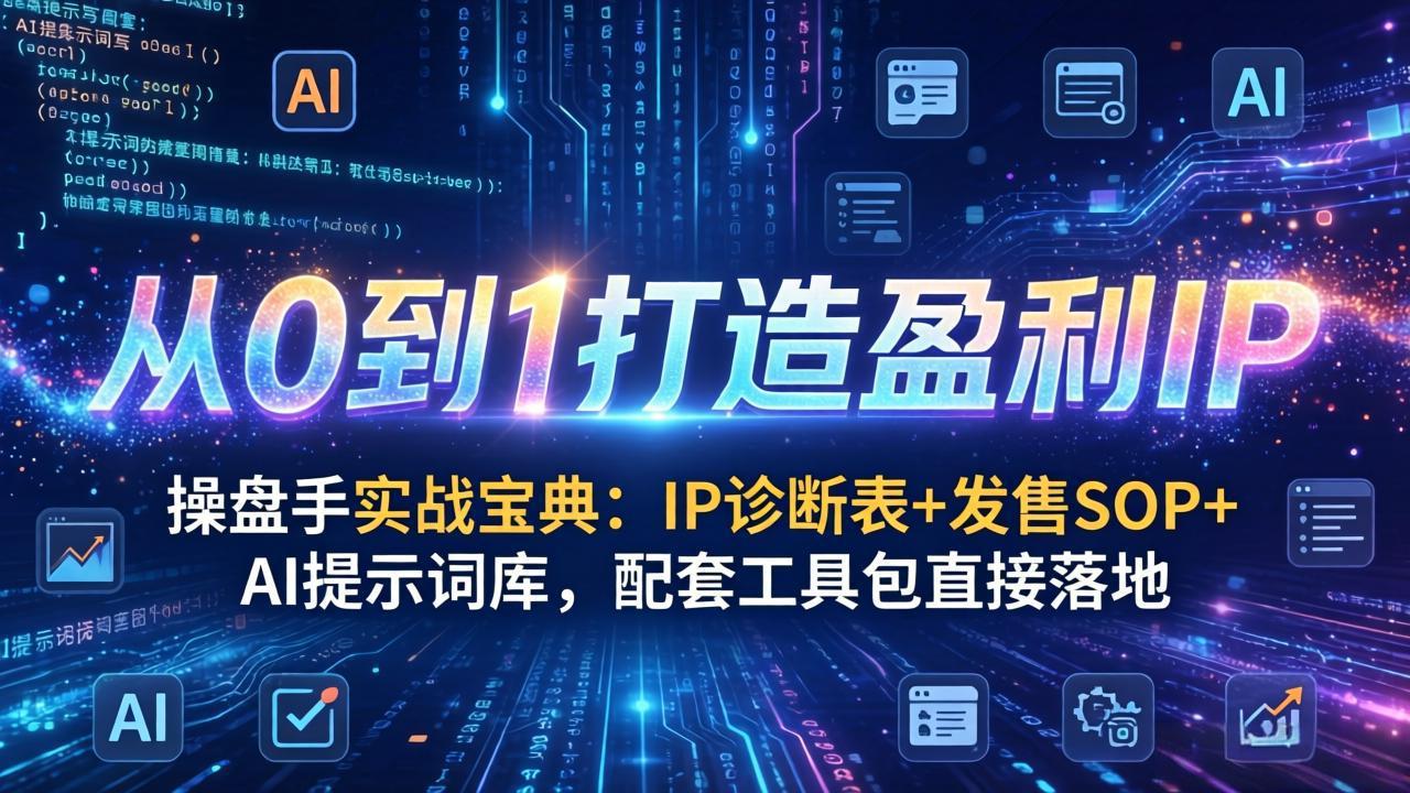 操盘手实战宝典：IP诊断表+发售SOP+AI提示词库，配套工具包直接落地，从0到1打造盈利IP-云讯网创
