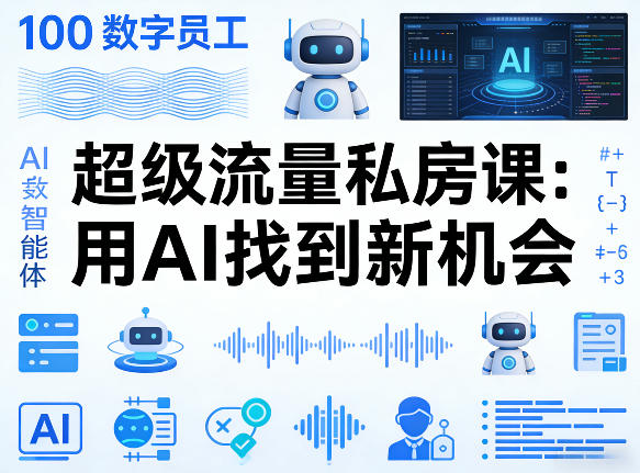 你的AI数字员工100个智能体，超级流量私房课，用AI找到新机会-云讯网创