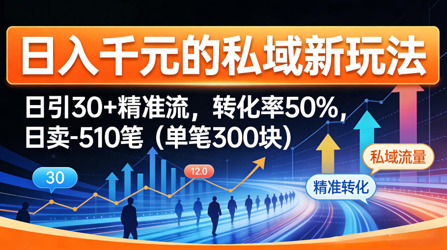 日入千米的私域新玩法：日引30＋精准流，转化率50%，日卖5-10笔(单笔300米)-云讯网创