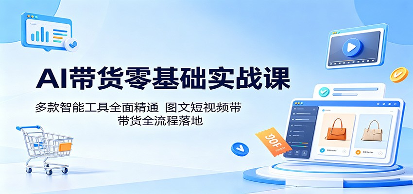 AI带货零基础实战课：多款智能工具全面精通，图文短视频带货全流程落地-云讯网创