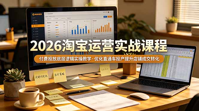 2026 淘宝运营实战课程，付费投放底层逻辑实操教学，优化直通车投产提升店铺成交转化-云讯网创