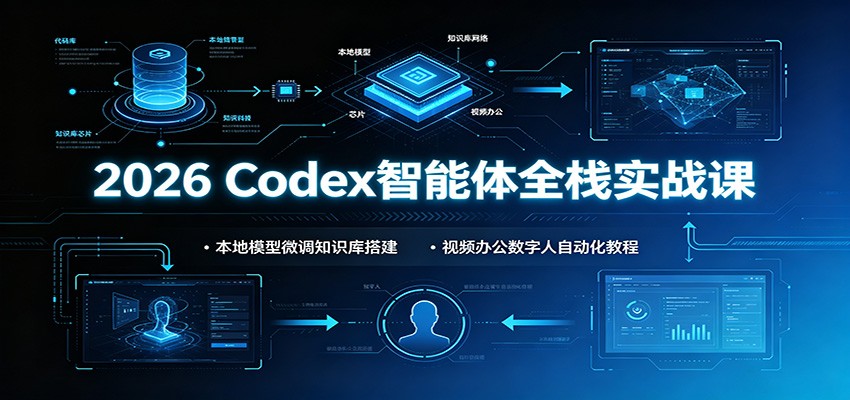 2026 Codex智能体全栈实战课：本地模型微调知识库搭建，视频办公数字人自动化教程-云讯网创