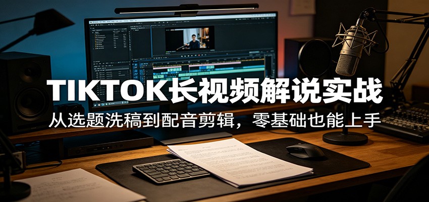 TIKTOK长视频解说实战：从选题洗稿到配音剪辑，零基础也能上手-云讯网创