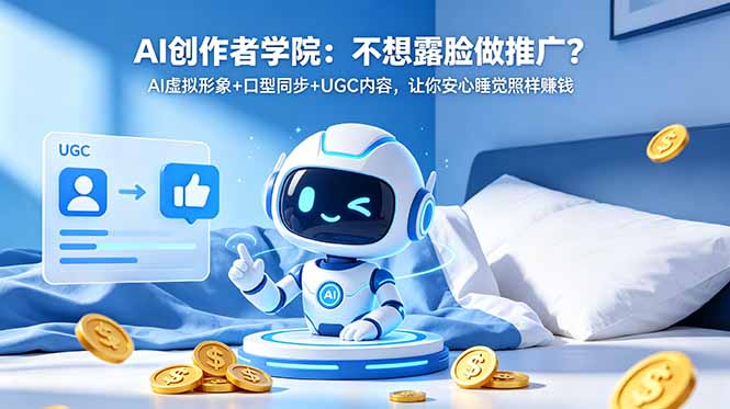 AI创作者学院：不想露脸做推广？AI虚拟形象+口型同步+UGC内容，让你安心睡觉照样赚钱-云讯网创