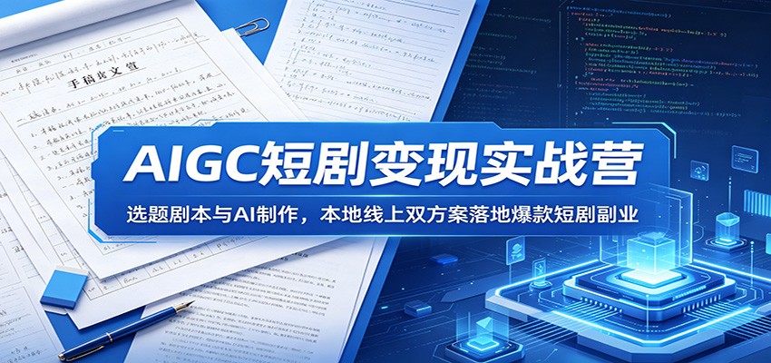 AIGC短剧变现实战营：选题剧本与AI制作，本地线上双方案落地爆款短剧副业-云讯网创