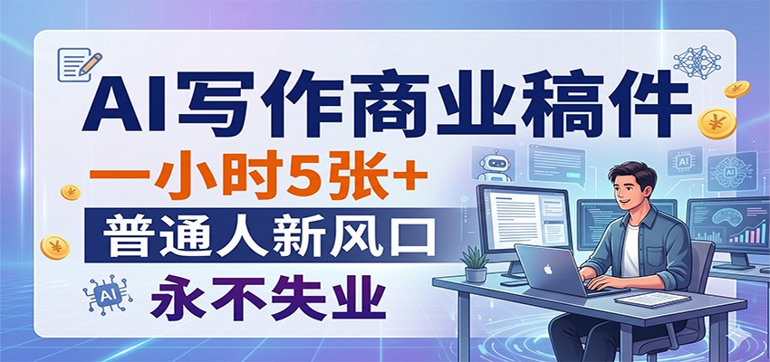 AI写作商业稿件，一小时5张+，普通人新风口，永不失业-云讯网创