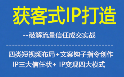 获客型IP打造，破解流量信任成，四类短视频布局+文案钩子指令创作IP三大信任状+IP变现四大模式-云讯网创
