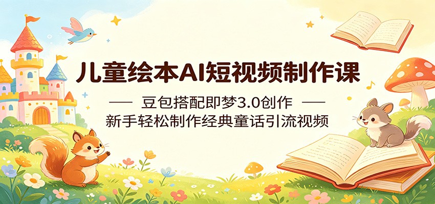 儿童绘本AI短视频制作课：豆包搭配即梦3.0创作，新手轻松制作经典童话引流视频-云讯网创