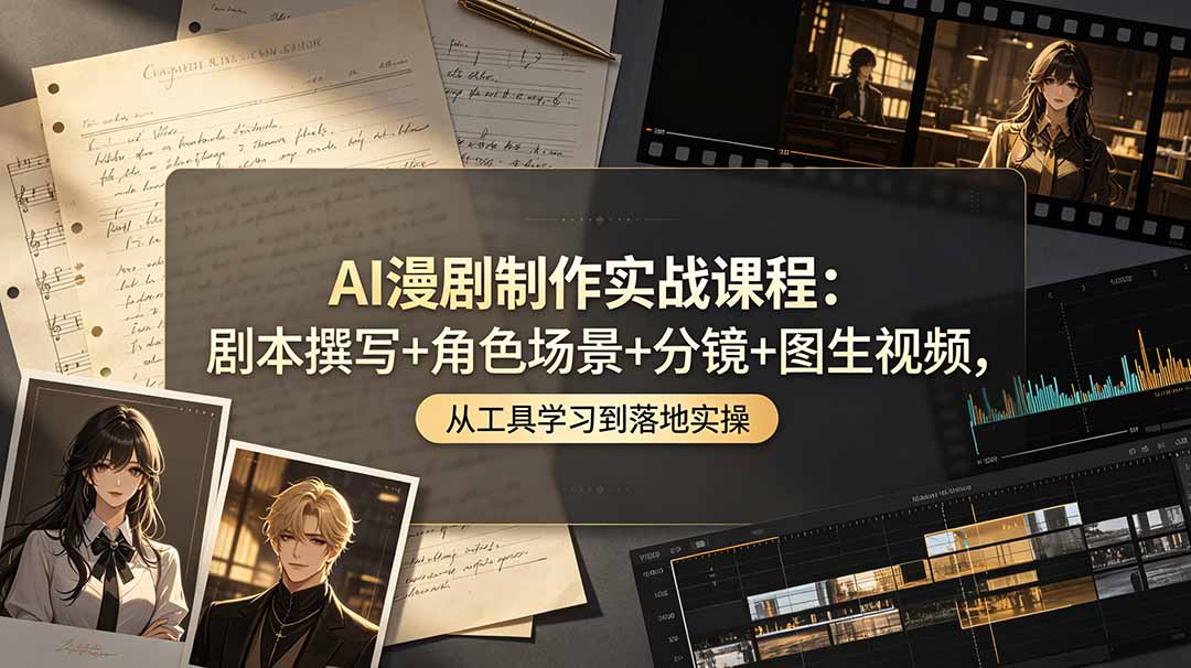 AI漫剧制作实战课程:剧本撰写+角色场景+分镜+图生视频,从工具学习到落地实操-云讯网创