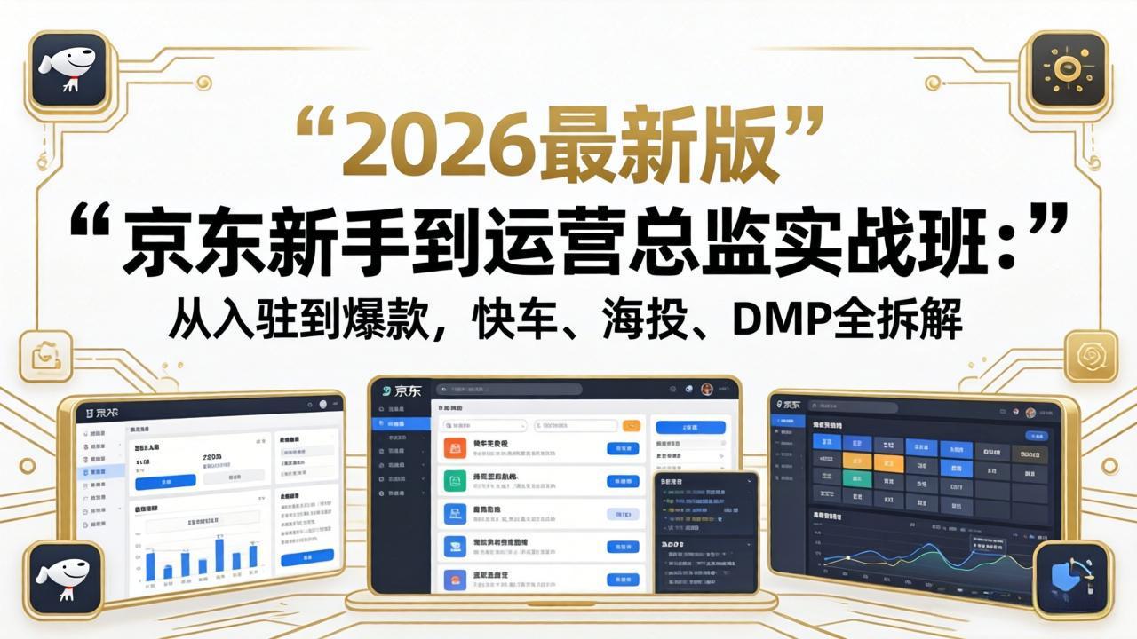 京东新手到运营总监实战班：从入驻到爆款，快车、海投、DMP全拆解，2026最新版-云讯网创