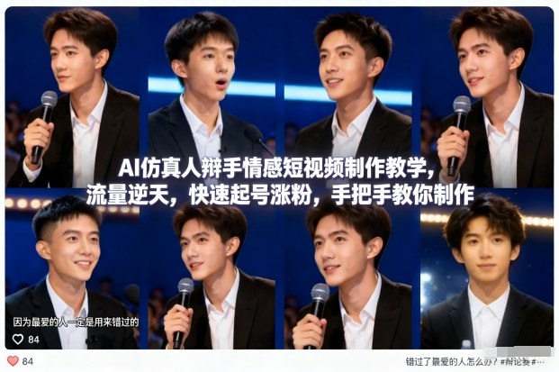 AI仿真人辩手情感短视频制作教学，流量逆天，快速起号涨粉，手把手教你制作-云讯网创