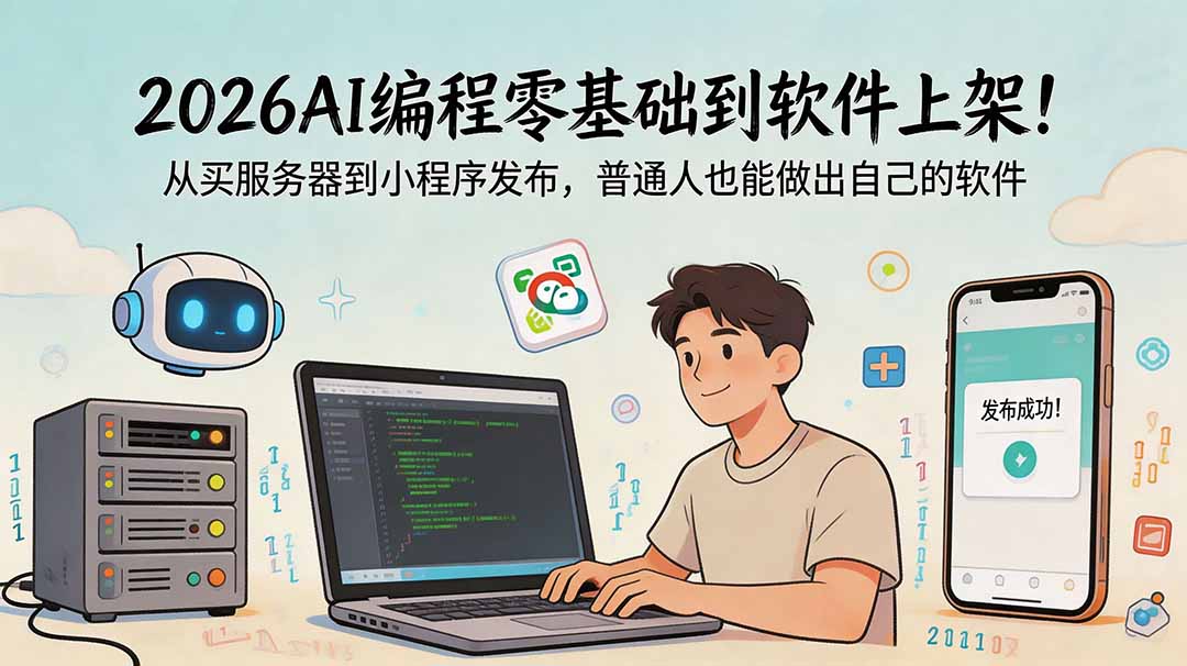 2026AI编程零基础到软件上架！从买服务器到小程序发布，普通人也能做出自己的软件-云讯网创