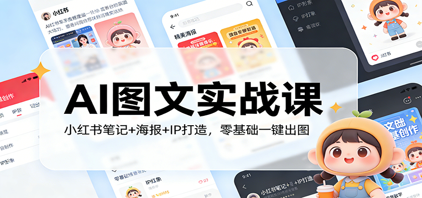 AI图文实战课：小红书笔记+海报+IP打造，零基础一键出图-云讯网创