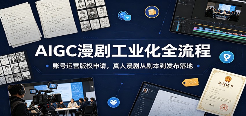 AIGC漫剧工业化全流程:账号运营版权申请,真人漫剧从剧本到发布落地-云讯网创