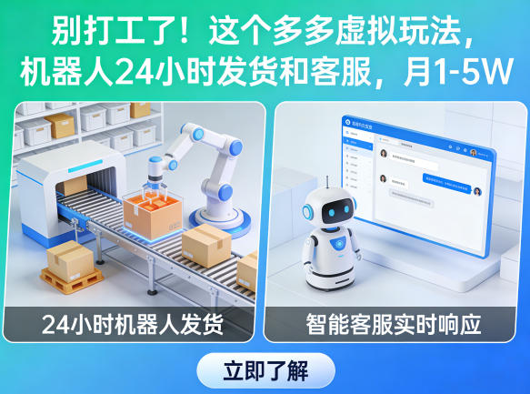 别打工了！这个多多虚拟玩法，机器人24小时发货和客服，月1-5W【揭秘】-云讯网创