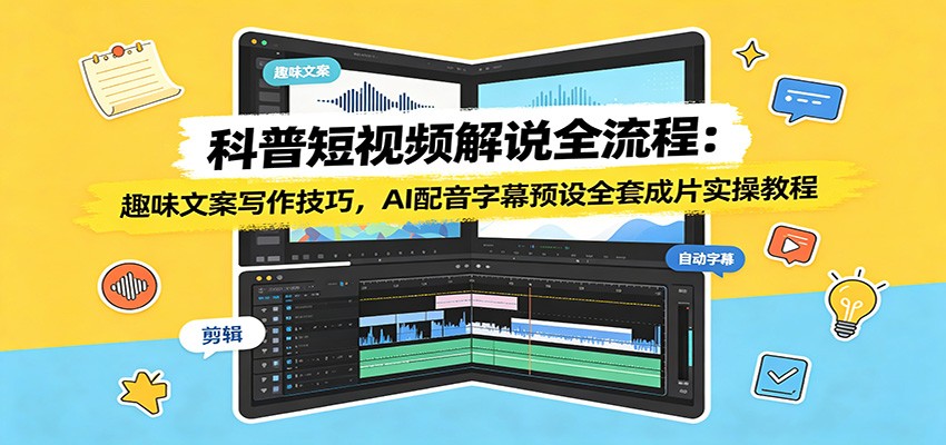 科普短视频解说全流程:趣味文案写作技巧,AI配音字幕预设全套成片实操教程-云讯网创