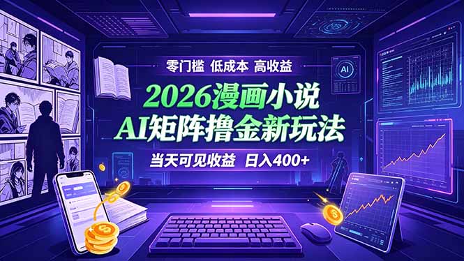 爆款小说漫画大阅读 ai矩阵操作 当天可见收益 日入400+ 零门槛 高收益-云讯网创