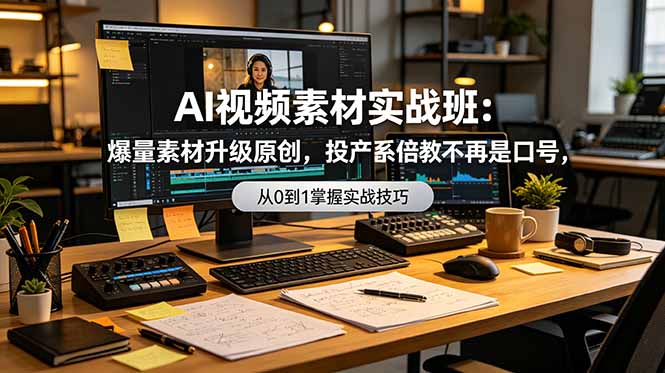 AI视频素材实战班：爆量素材升级原创，投产翻倍不再是口号，0-1系统教学实战落地-云讯网创