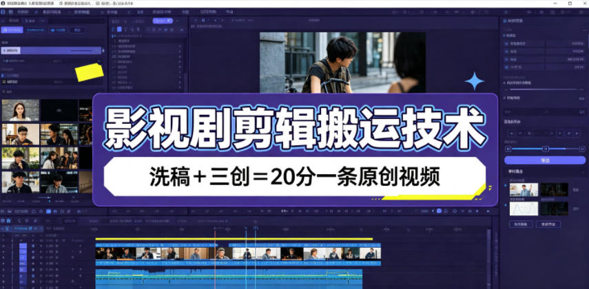 影视剧剪辑搬运技术，洗稿+三创=20分一条原创视频-云讯网创