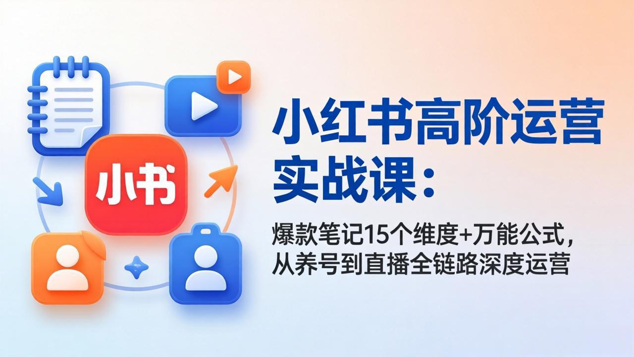 小红书高阶运营实战课：爆款笔记15个维度+万能公式，从养号到直播全链路深度运营-云讯网创
