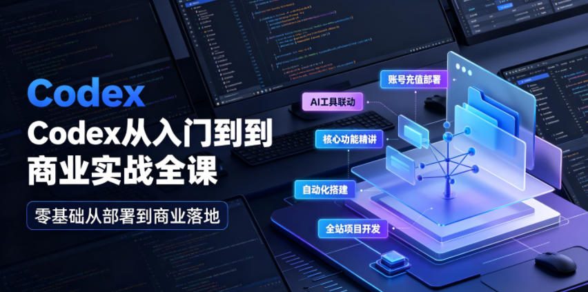 Codex从入门到商业实战全课｜账号充值部署、AI工具联动、核心功能精讲、自动化搭建、全站项目开发零基础教程-云讯网创