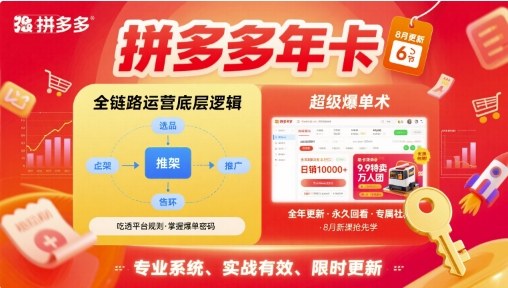 拼多多年卡，拼多多全链路运营底层逻辑，超级爆单术【更新26年6月】-云讯网创