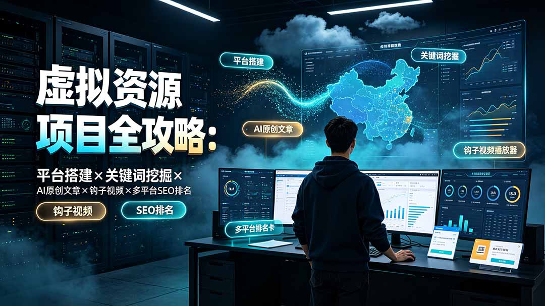 虚拟资源项目全攻略：平台搭建×关键词挖掘×AI原创文章×钩子视频×多平台SEO排名-云讯网创
