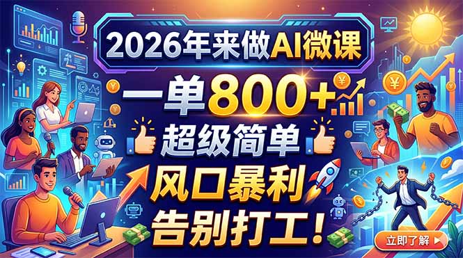 2026年来做AI微课，一单800+，超级简单，风口暴利，告别打工！-云讯网创
