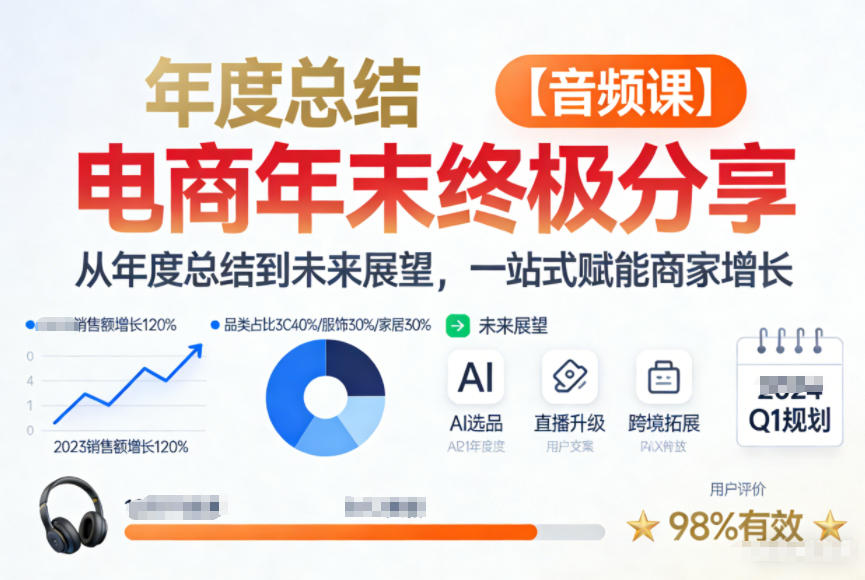 电商年未终极分享，从年度总结到未来展望，一站式赋能商家增长【音频课】-云讯网创