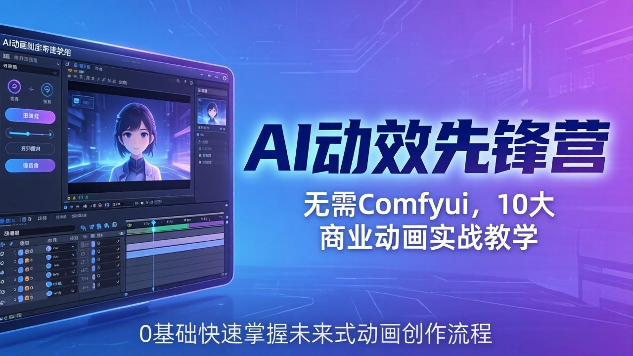 AI 动效先锋营：无需Comfyui，10大商业动画实战教学，0基础快速掌握未来式动画创作流程-云讯网创