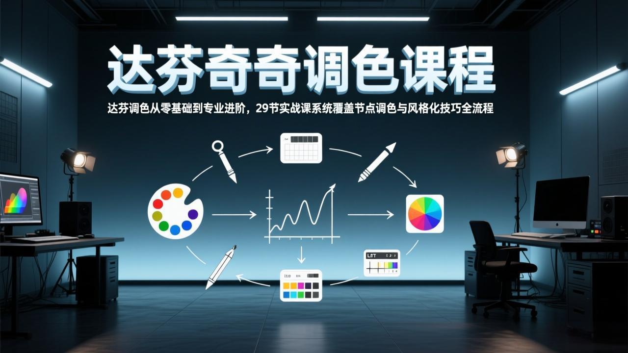 达芬奇调色从零基础到专业进阶，29节实战课系统覆盖节点调色与风格化技巧全流程-云讯网创