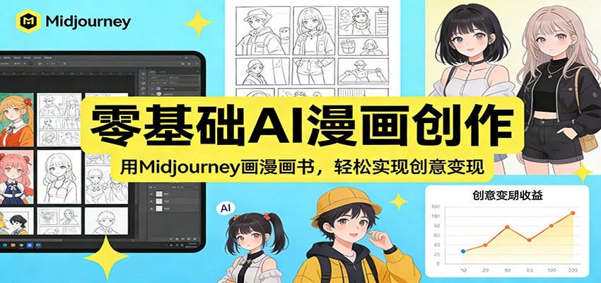 零基础AI漫画创作：用Midjourney画漫画书，轻松实现创意变现-云讯网创